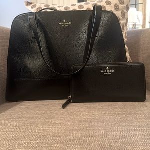 Kate Spade - Black leather shoulder bag and wallet